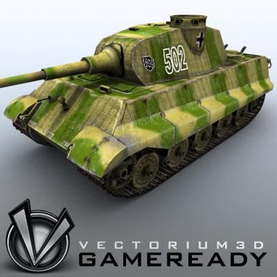 3D Model of Game Ready Low Poly King Tiger model - 3D Render 0